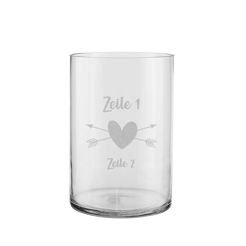 Edle Vase mit Herz und Wunschtext graviert
