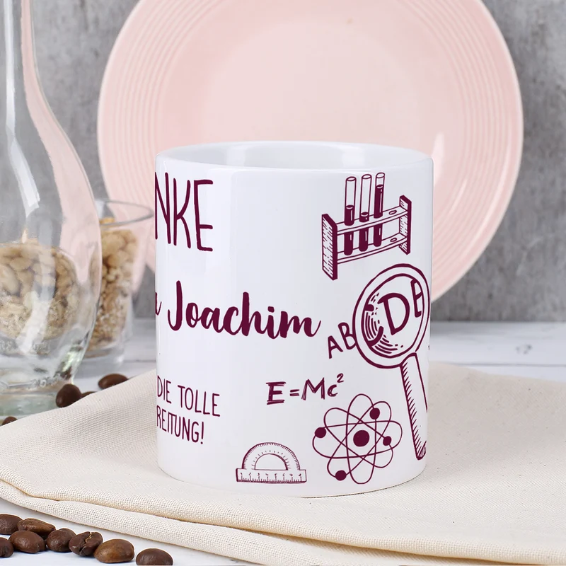 Persönliche Kaffeetasse für die Lehrerin mit Name und Wunschtext