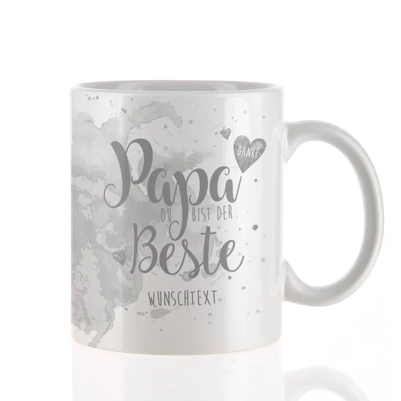 Tasse "Papa Du bist der Beste" mit Wunschtext in verschiedenen Farben
