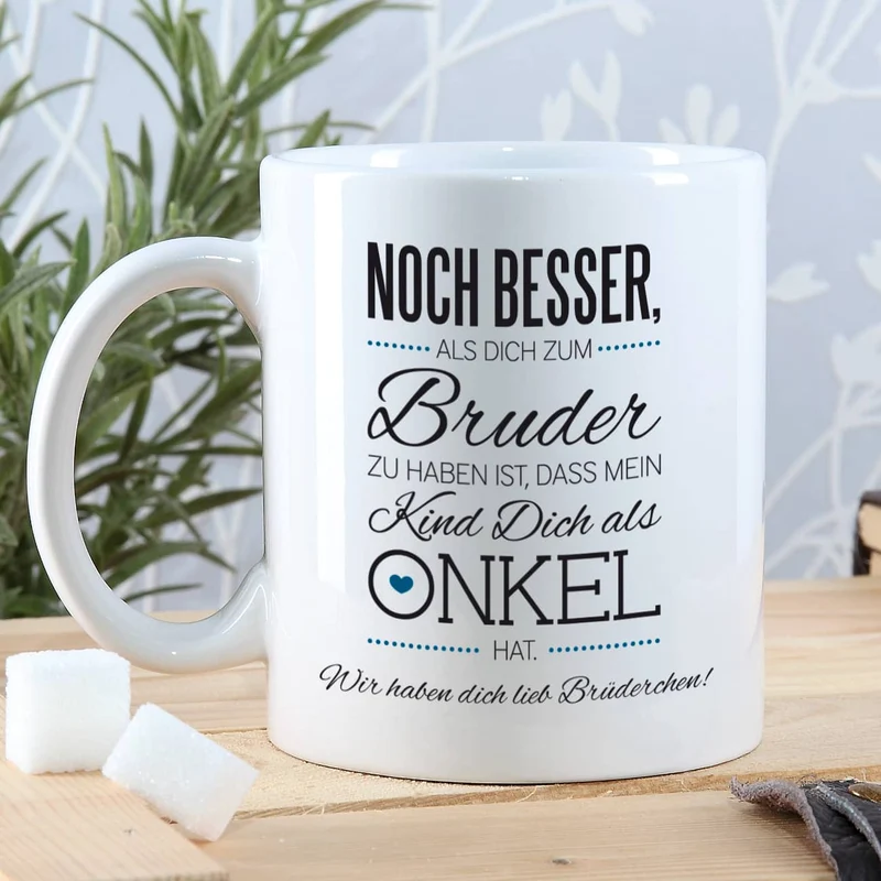 Tasse für den besten Bruder und Onkel mit Ihrem Wunschtext und tollem Spruch