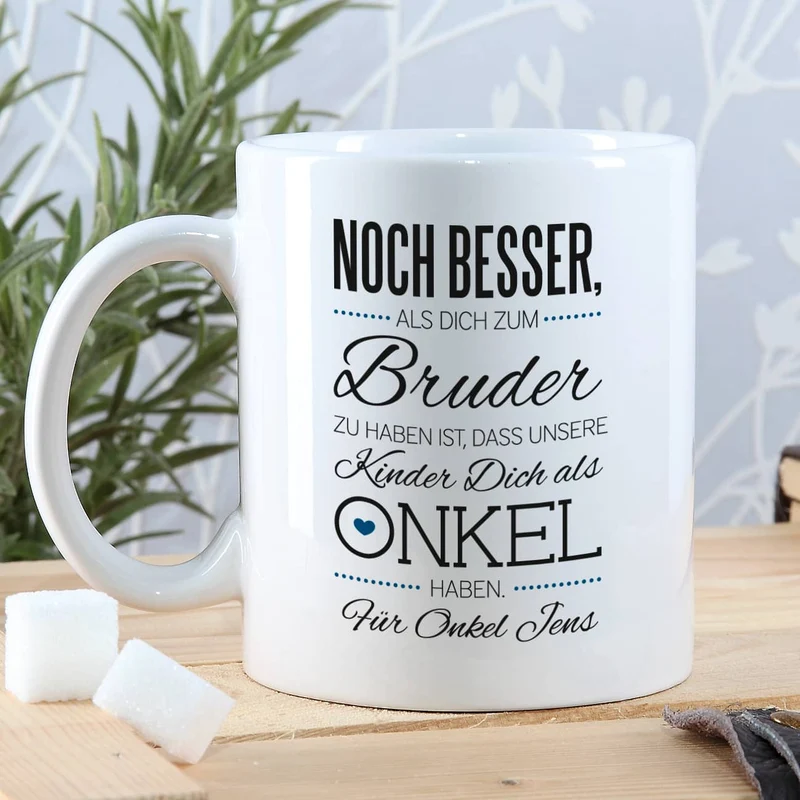 Tasse für den besten Bruder und Onkel mit Ihrem Wunschtext und tollem Spruch