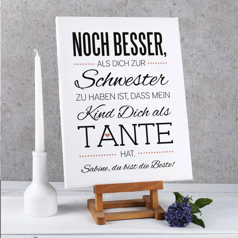 Leinwand für die Tante 30 x 40 cm mit tollem Spruch und Ihrer Widmung
