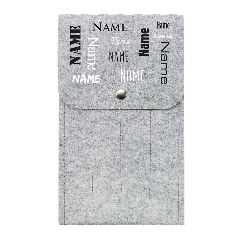 Filz Bestecktasche mit Name in verschiedenen Schriftarten