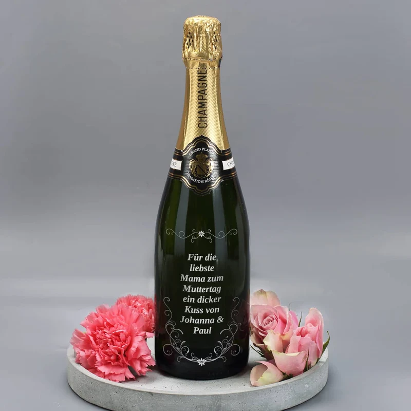 Edler Champagner mit frei wählbarem Wunschtext
