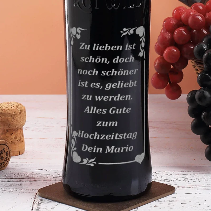 Persönliche Weinflasche mit Gravur